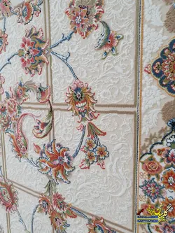 فرش کاشان 1200 شانه طرح پیچک صدفی برجسته