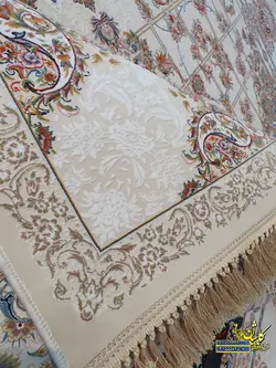 فرش کاشان 1200 شانه طرح پیچک صدفی برجسته
