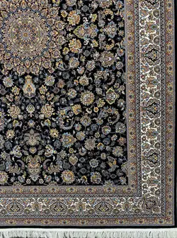 فرش کاشان 700شانه نقشه برتر سرمه ای