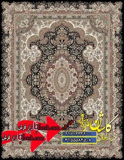 فرش کاشان طرح 700 شانه کشمیر  سرمه ای