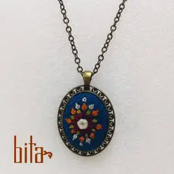 رومانتویی پته فیروزه ای بیضی