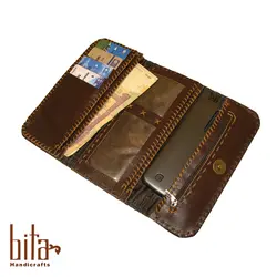 کیف پول چرم گوسفندی طرح توپی