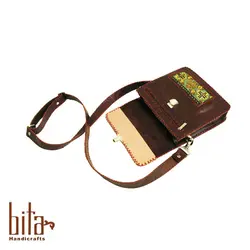 کیف چرم دوشی با حاشیه گلیم