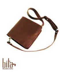 کیف چرم دوشی با حاشیه گلیم