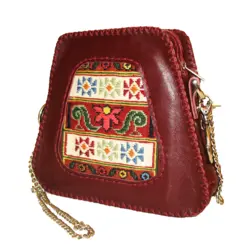 کیف چرم دوشی با گلیم خطی