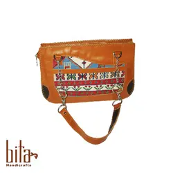کیف چرم دوشی زنانه خردلی