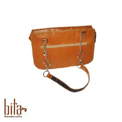 کیف چرم دوشی زنانه خردلی