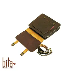 کیف چرم دوشی طرح شترمرغ با حاشیه پته