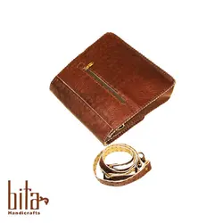 کیف چرم دوشی طرح شترمرغ با حاشیه پته