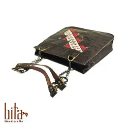 کیف چرم زنانه با گلیم سوزنی