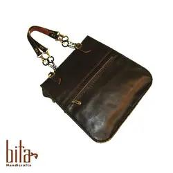 کیف چرم زنانه با گلیم سوزنی