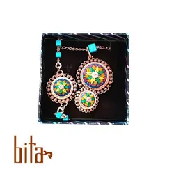 نیم ست پته فیروزه ای