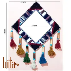 آینه سنتی لوزی سایز کوچک با تزیینات بامبو