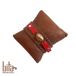 دستبند چرمی گاوی با سنگ جاسپر عقیق