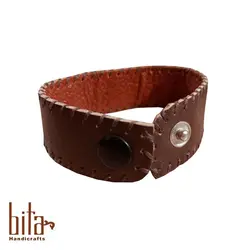 دستبند چرمی گاوی با سنگ جاسپر عقیق