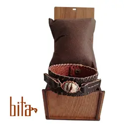 دستبند چرمی قهوه ای با سنگ جاسپر عقیق