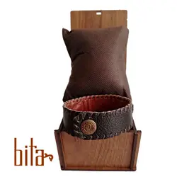 دستبند چرمی قهوه ای با سنگ جاسپر عقیق