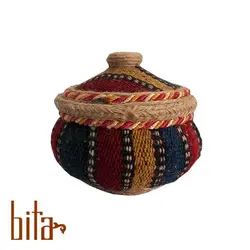 شکلات خوری سفال با رویه جاجیم خطی دستباف