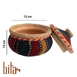 شکلات خوری سفال با رویه جاجیم خطی دستباف