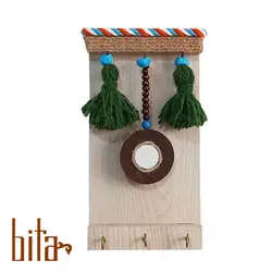 جاکلیدی دیواری چوبی آینه ای سبز