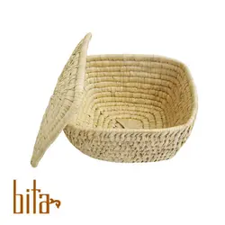 ظرف حصیری چهار گوش درب دار بزرگ