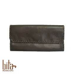 کیف پول سه تکه چرم گوسفندی قهوه ای 3