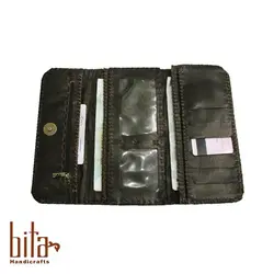 کیف پول سه تکه چرم گوسفندی قهوه ای 3