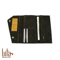 کیف پول لب کج اشبالت قهوه ای ساده