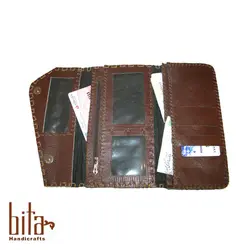 کیف پول لب کج چرم قهوه ای 3