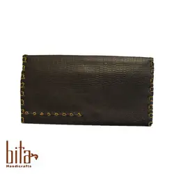 کیف پول لب کج چرم قهوه ای 3