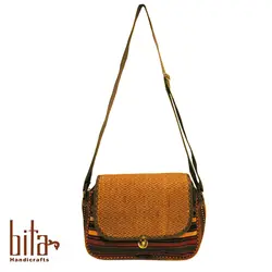 کیف گلیمی دوشی قفل دار شکلاتی