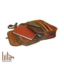 کیف گلیمی دوشی قفل دار شکلاتی