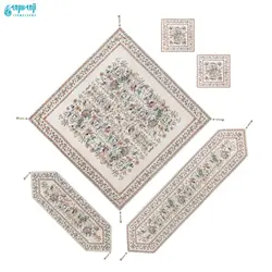 سرویس ۵ تکه رومیزی کوبلن ملیله دوزی رنگ سفید