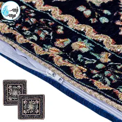 سرویس ۵ تکه رومیزی مخمل کوبلن ملیله دوزی رنگ سرمه ای