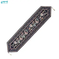 سرویس ۵ تکه رومیزی مخمل کوبلن ملیله دوزی رنگ سرمه ای