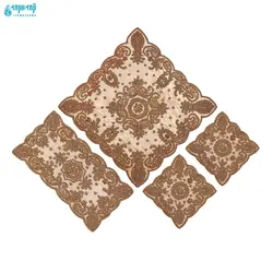 ست ۴ تکه رومیزی مخمل کار شده هندی مدل ریما کد Rm-krm