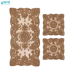 ست ۴ تکه رومیزی مخمل کار شده هندی مدل ریما کد Rm-krm