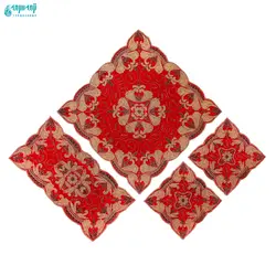 ست ۴ تکه رومیزی مخمل کار شده هندی مدل ریما کد Rm-1007