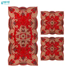 ست ۴ تکه رومیزی مخمل کار شده هندی مدل ریما کد Rm-1007