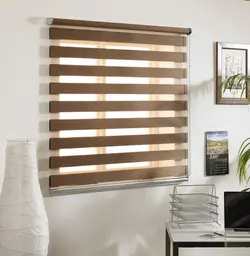 پرده زبرا - رنگ قهوه ای طرح چوب كد106