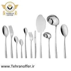 سرویس قاشق و چنگال 86 پارچه ناب استیل مدل فلورانس