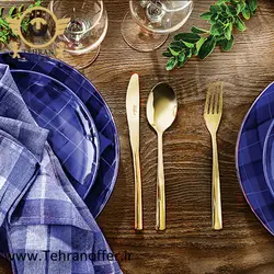 سرویس قاشق و چنگال 86 پارچه ناب استیل مدل فلورانس