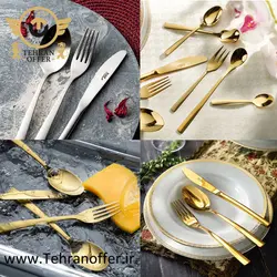 سرویس قاشق و چنگال 136 پارچه ناب استیل مدل فلورانس