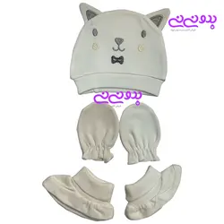 ست کلاه و پاپوش و دستکش نوزادی ماماس اند پاپاس مدل گربه