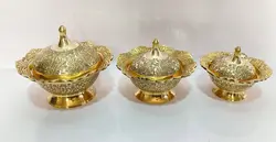 ست قندان لب هلالی برنجی هندی