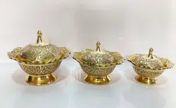 ست قندان لب هلالی برنجی هندی
