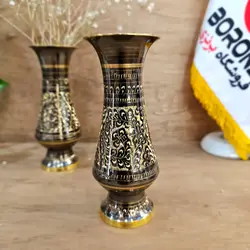 گلدان لبه صاف برنزی سیاه قلم 20 سانت