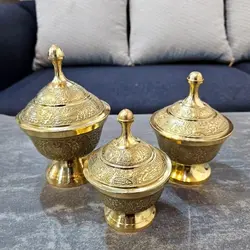 ست قندان برنجی طرح طاووس