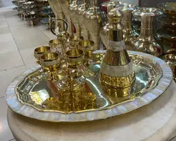 ست شراب خوری برنجی هندی صدفکاری شده