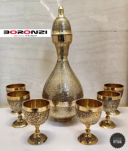 ست تنگ و گیلاس جام برنجی طرح جدید طاووس